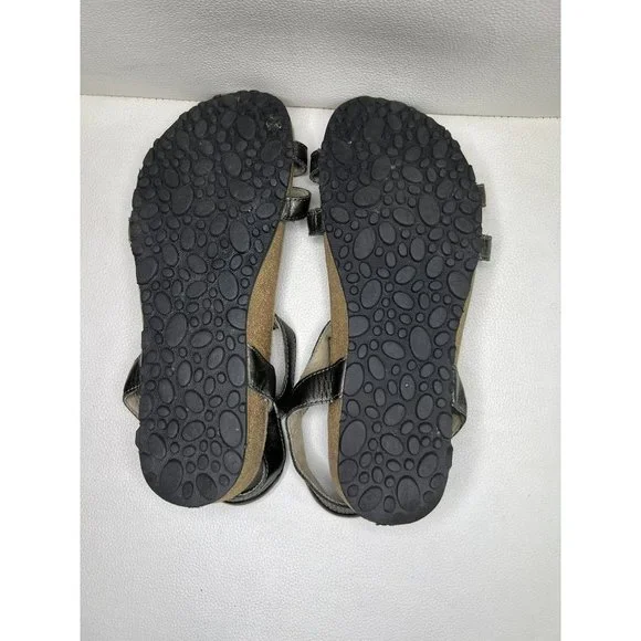 TAOS Women's Sandals Black Leather Trophy Support Adjustable Straps Size 8 - Picture 3 of 5